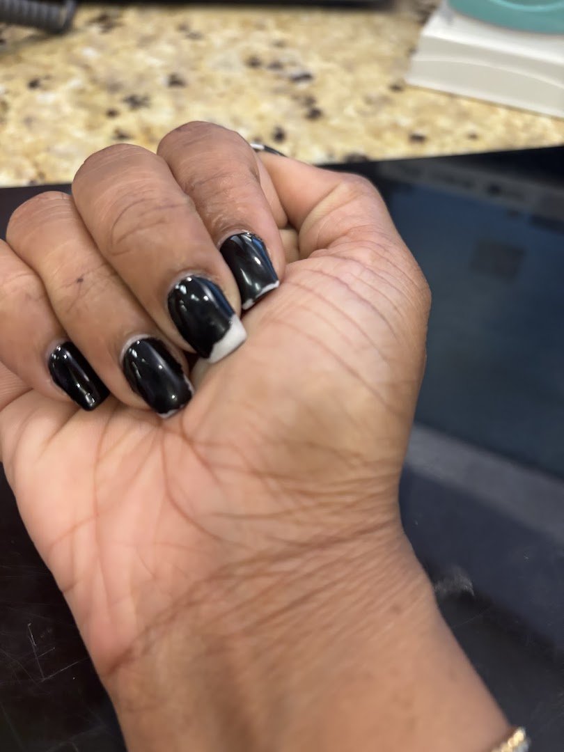 Manicure table with neatly arranged nail products