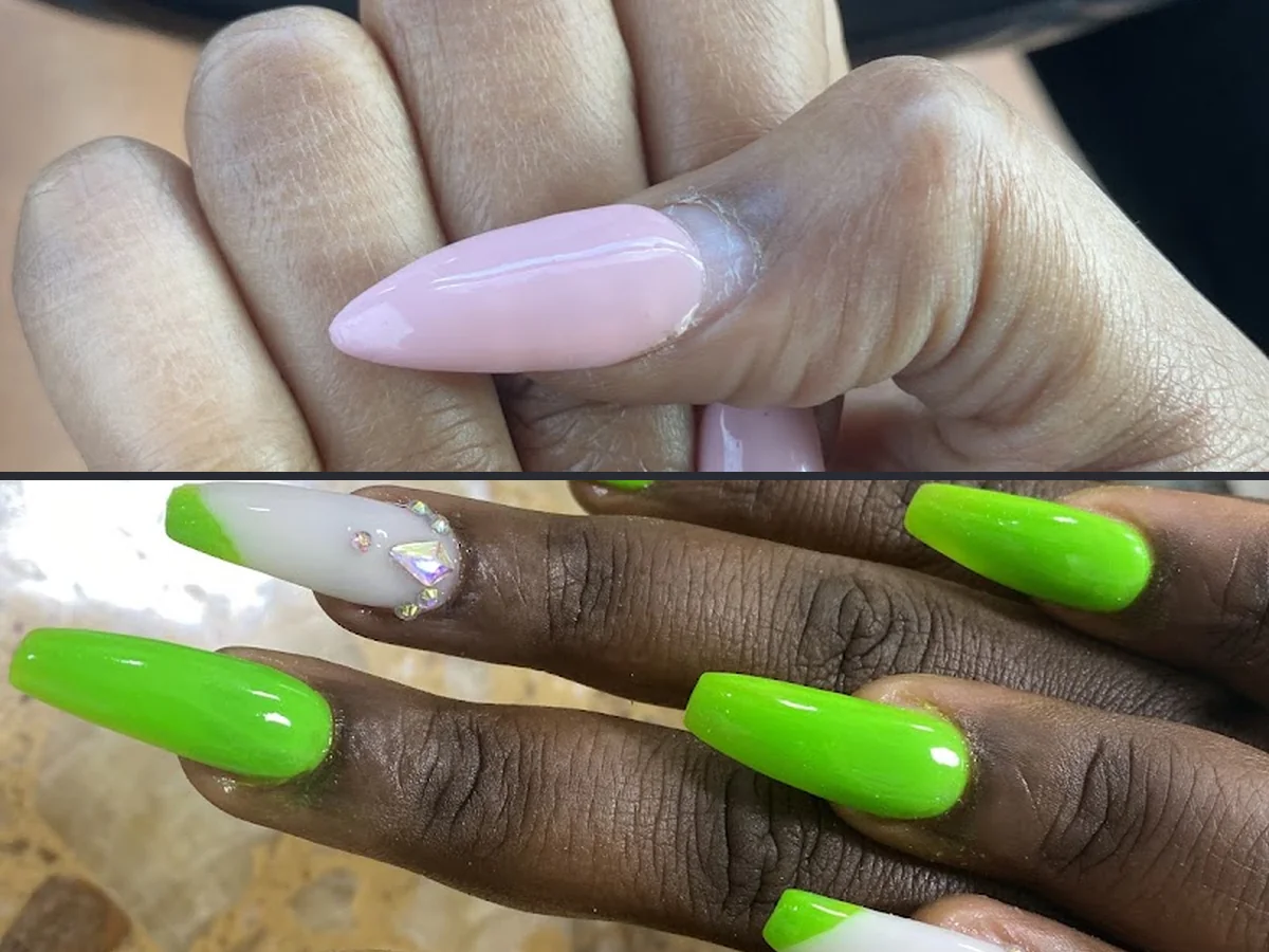 Bright salon counter with manicure supplies