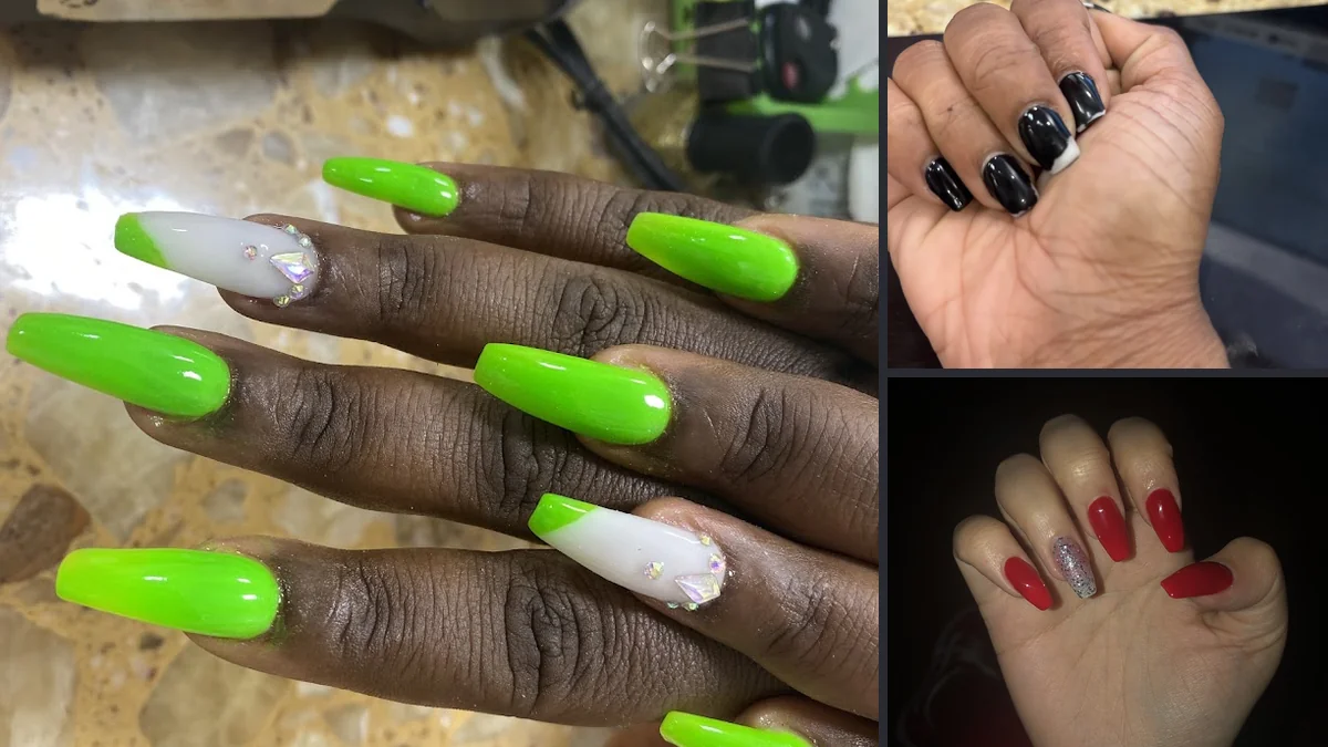 Manicure table with neatly arranged nail products