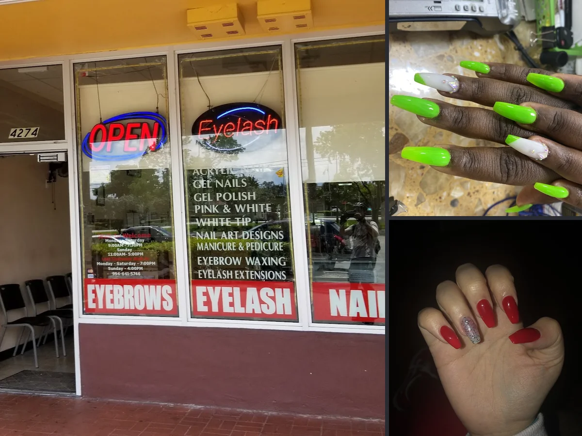 Bright salon counter with manicure supplies